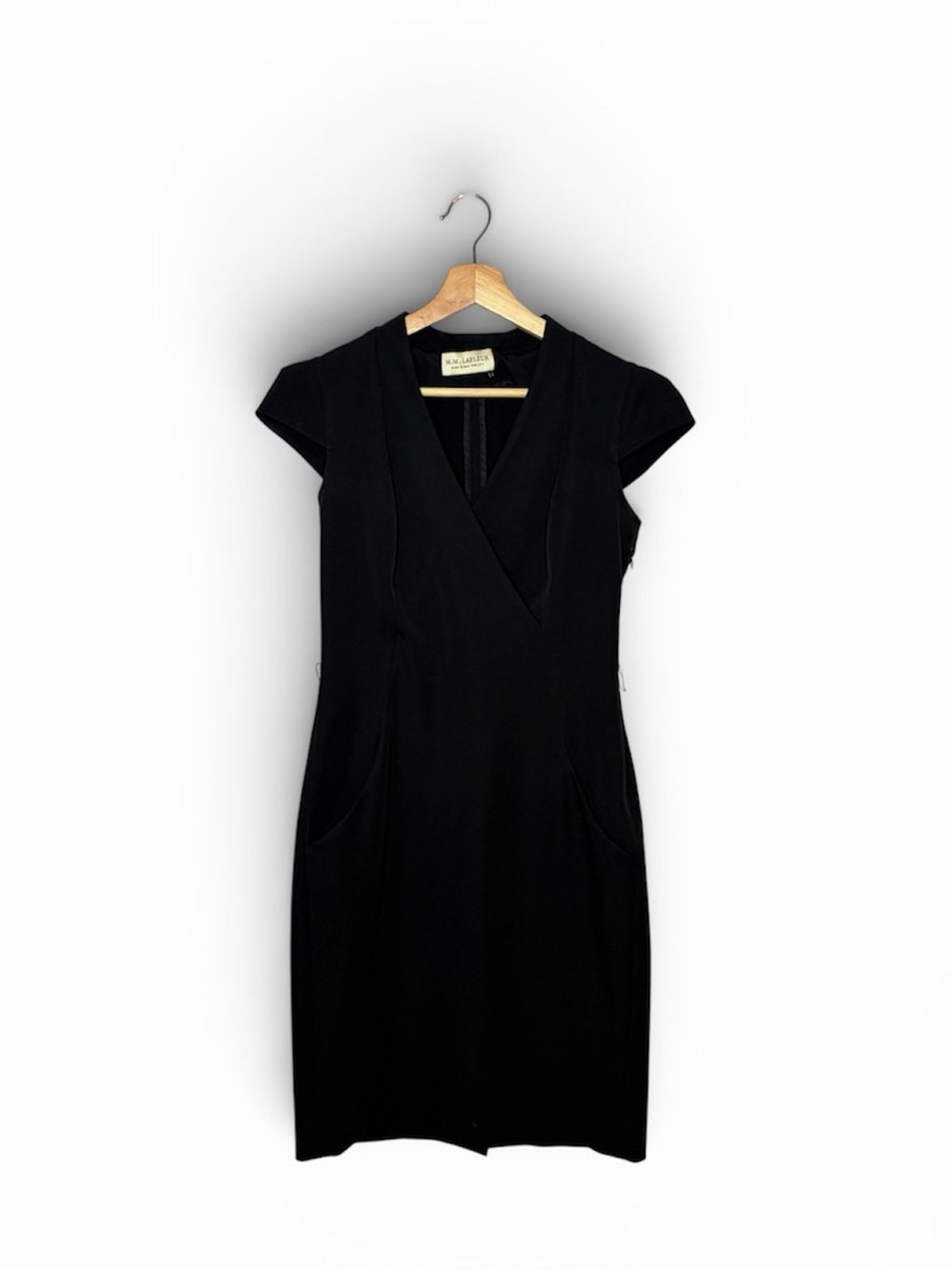 MM Lafleur Black V-Neck Cap Sleeve Dress